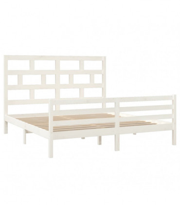 Bed Frame White Solid Wood 180x200 cm 6FT Super King
