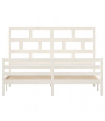 Bed Frame White Solid Wood 180x200 cm 6FT Super King