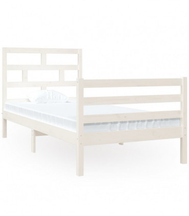 Bed Frame White Solid Wood 90x200 cm 3FT Single