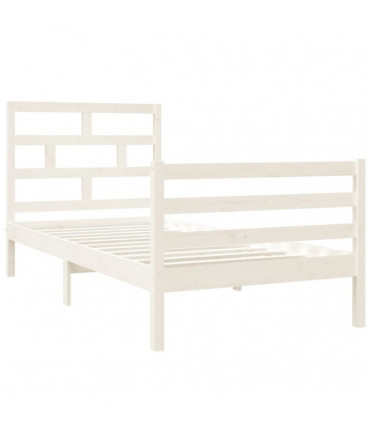 Bed Frame White Solid Wood 90x200 cm 3FT Single