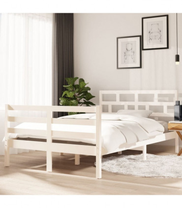 Bed Frame White Solid Wood Pine 120x200 cm