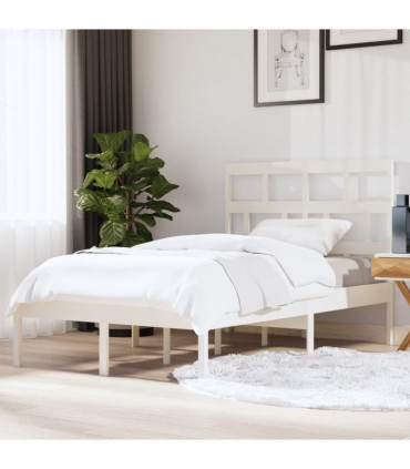 Bed Frame White Solid Wood Pine 120x200 cm