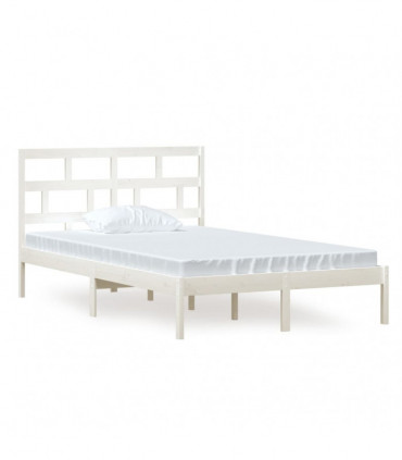 Bed Frame White Solid Wood Pine 120x200 cm