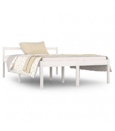 Bed Frame White Solid Wood Pine 135x190 cm 4FT6 Double