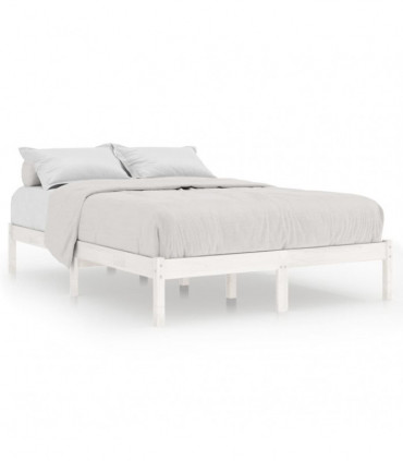 Bed Frame White Solid Wood Pine 140x190 cm