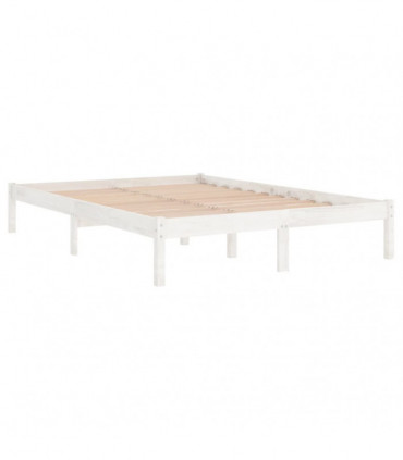 Bed Frame White Solid Wood Pine 140x190 cm