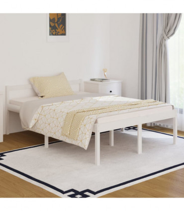 Bed Frame White Solid Wood Pine 140x190 cm