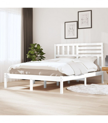 Bed Frame White Solid Wood Pine 140x190 cm