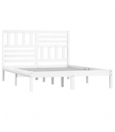 Bed Frame White Solid Wood Pine 140x190 cm