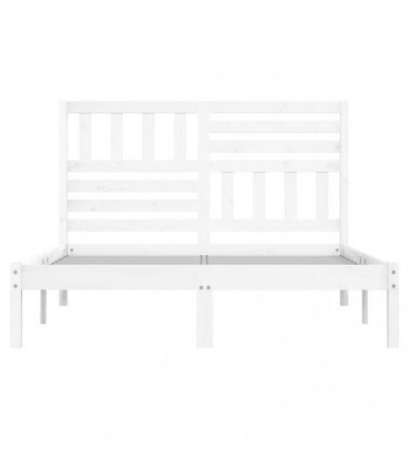 Bed Frame White Solid Wood Pine 140x190 cm