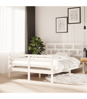 Bed Frame White Solid Wood Pine 140x200 cm