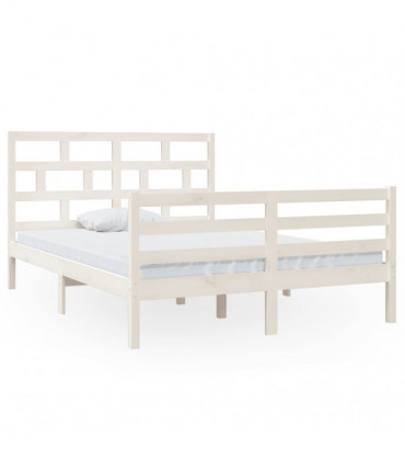 Bed Frame White Solid Wood Pine 140x200 cm