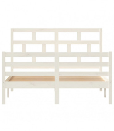 Bed Frame White Solid Wood Pine 140x200 cm