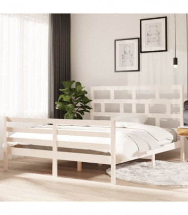 Bed Frame White Solid Wood Pine 160x200 cm