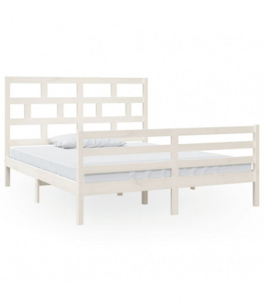 Bed Frame White Solid Wood Pine 160x200 cm