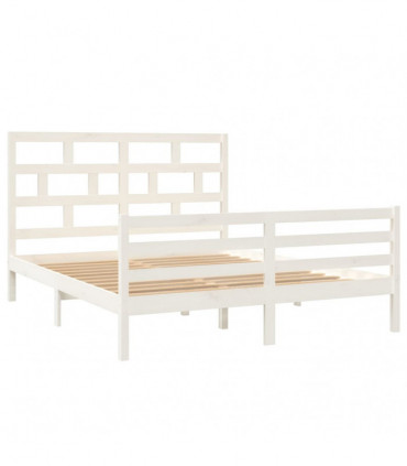Bed Frame White Solid Wood Pine 160x200 cm