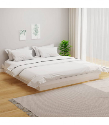 Bed Frame White Solid Wood Pine 160x200 cm