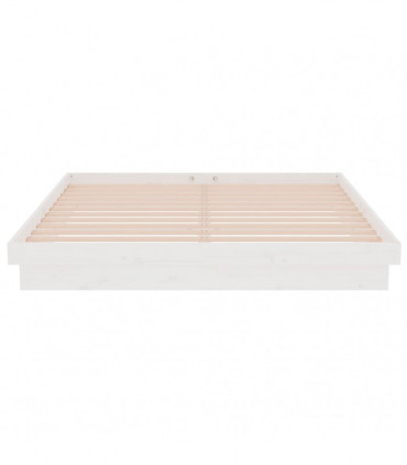 Bed Frame White Solid Wood Pine 160x200 cm