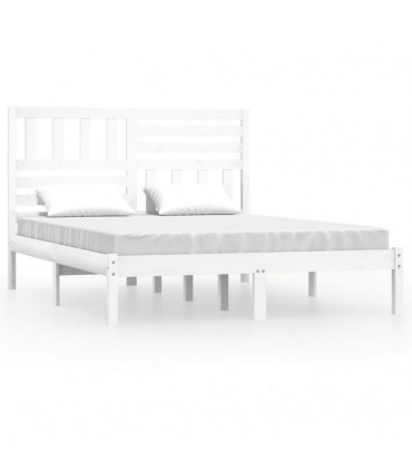 Bed Frame White Solid Wood Pine 160x200 cm