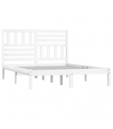 Bed Frame White Solid Wood Pine 160x200 cm
