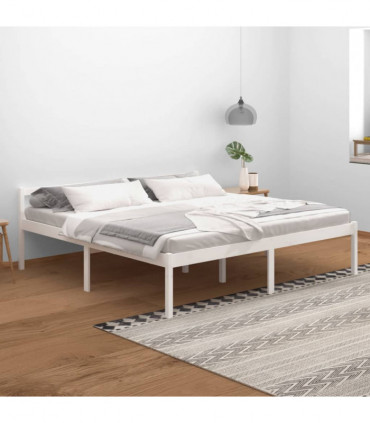 Bed Frame White Solid Wood Pine 200x200 cm