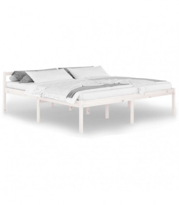 Bed Frame White Solid Wood Pine 200x200 cm