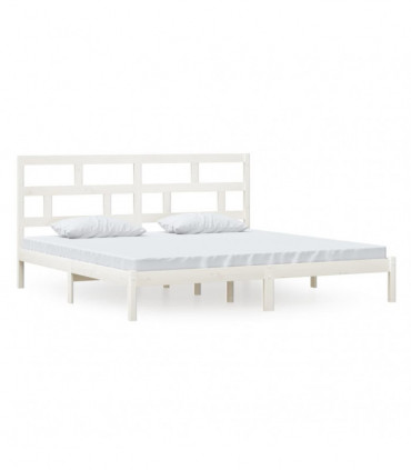 Bed Frame White Solid Wood Pine 200x200 cm