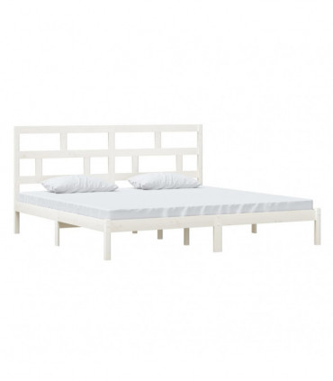 Bed Frame White Solid Wood Pine 200x200 cm