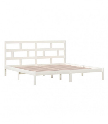 Bed Frame White Solid Wood Pine 200x200 cm