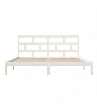 Bed Frame White Solid Wood Pine 200x200 cm
