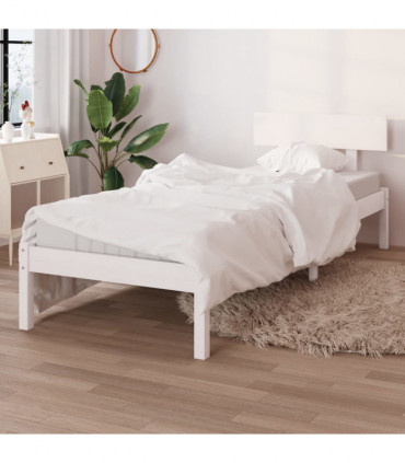 vidaXL Bed Frame White Solid Wood 75x190 cm Small Single