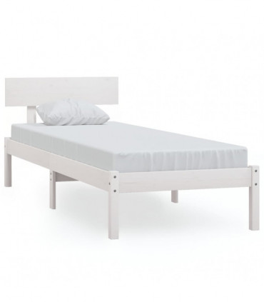 vidaXL Bed Frame White Solid Wood 75x190 cm Small Single