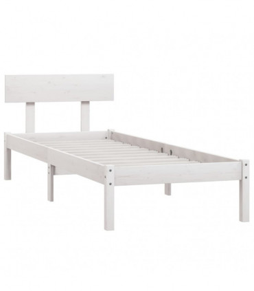 vidaXL Bed Frame White Solid Wood 75x190 cm Small Single