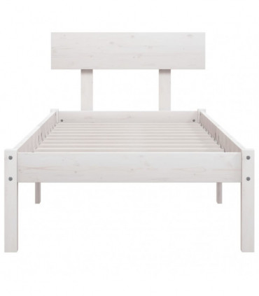vidaXL Bed Frame White Solid Wood 75x190 cm Small Single