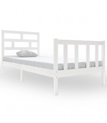 Bed Frame White Solid Wood Pine 90x190 cm 3FT Single