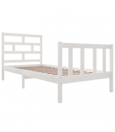 Bed Frame White Solid Wood Pine 90x190 cm 3FT Single