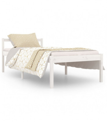 Bed Frame White Solid Wood Pine 90x190 cm 3FT Single