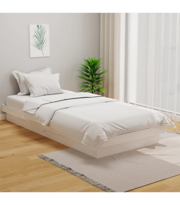 Bed Frame White Solid Wood Pine 90x200 cm