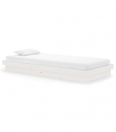 Bed Frame White Solid Wood Pine 90x200 cm