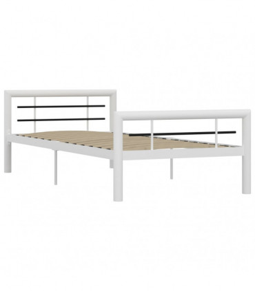 Bed Frame White and Black Metal 100x200 cm