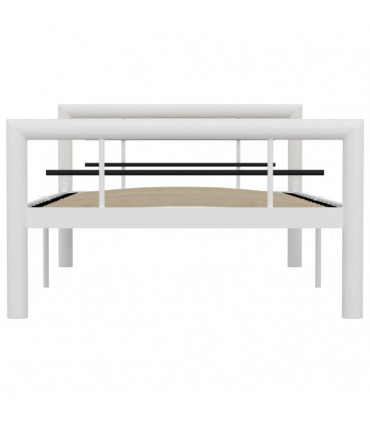 Bed Frame White and Black Metal 100x200 cm