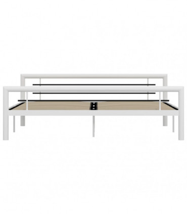 Bed Frame White and Black Metal 180x200 cm
