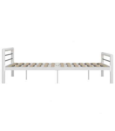Bed Frame White and Black Metal 180x200 cm