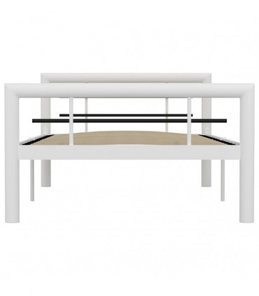 Bed Frame White and Black Metal 90x200 cm