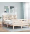 Bed Frame with Headboard 140x200 cm Solid Wood