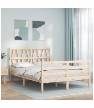 Bed Frame with Headboard 140x200 cm Solid Wood