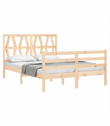 Bed Frame with Headboard 140x200 cm Solid Wood