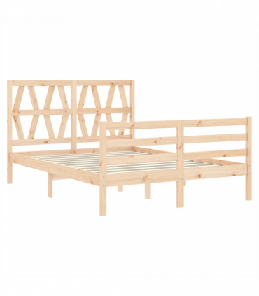 Bed Frame with Headboard 140x200 cm Solid Wood