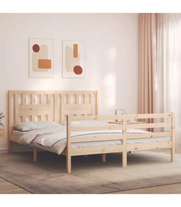 Bed Frame with Headboard 160x200 cm Solid Wood