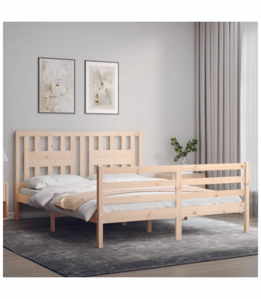 Bed Frame with Headboard 160x200 cm Solid Wood